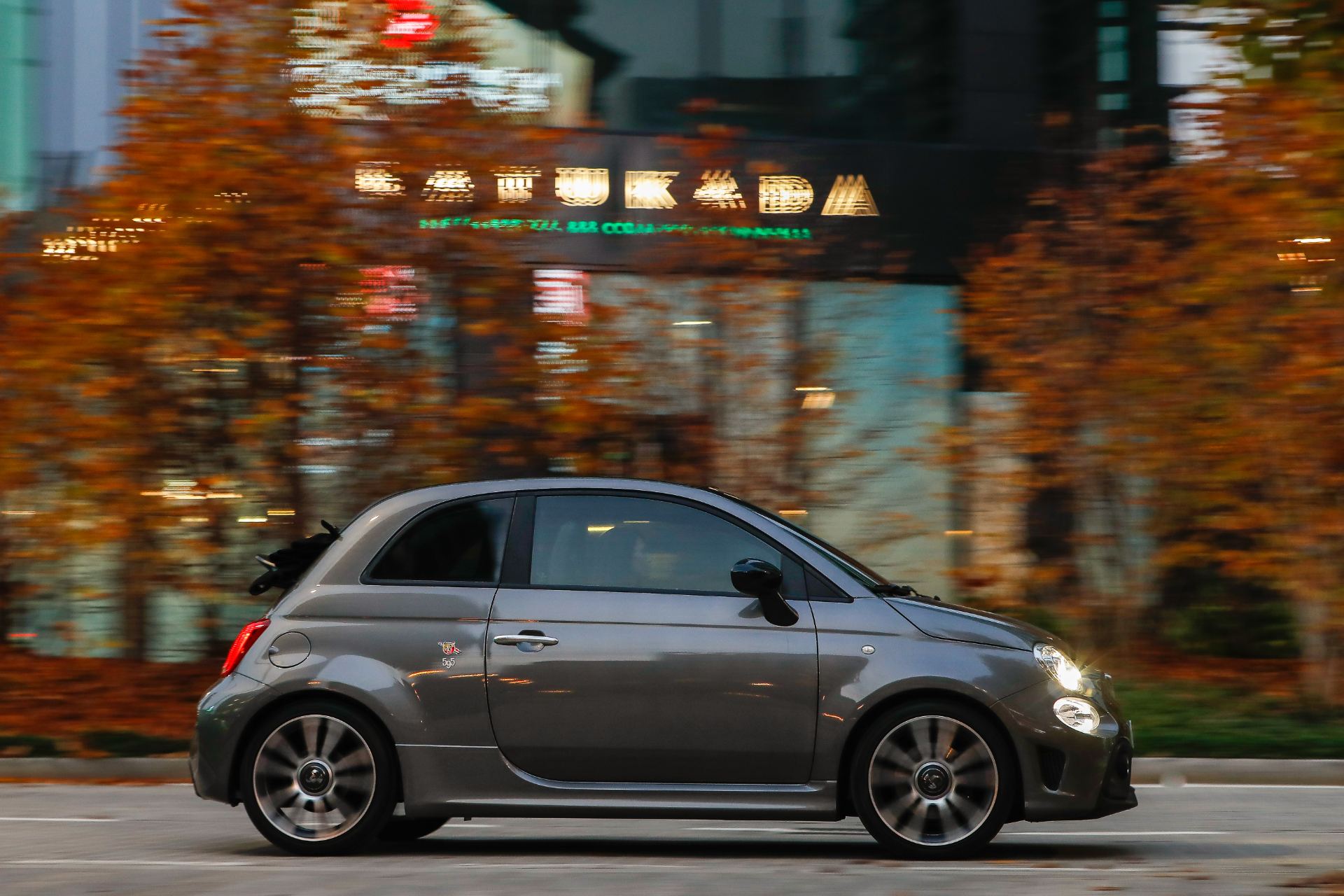 2021 abarth 595 driving side profile convertible grey