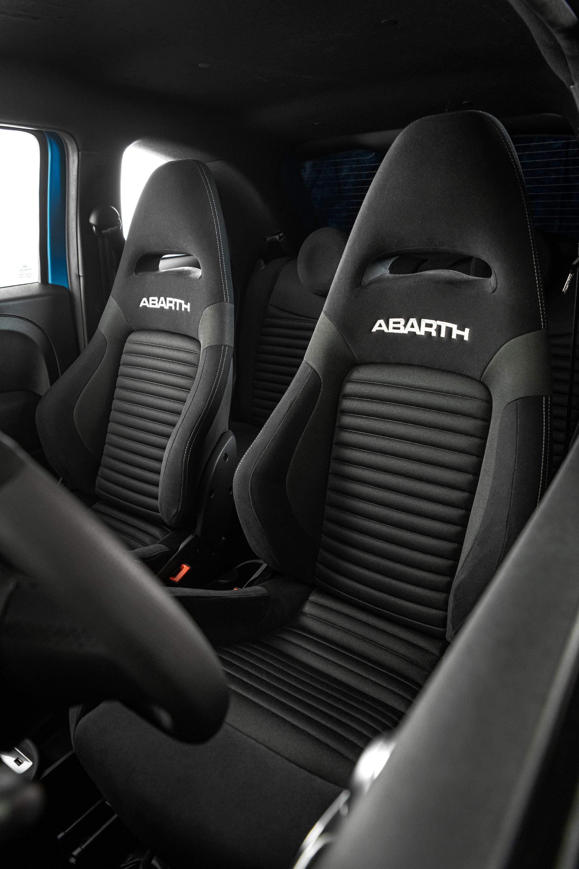 2021 abarth 595 interior front sport seats