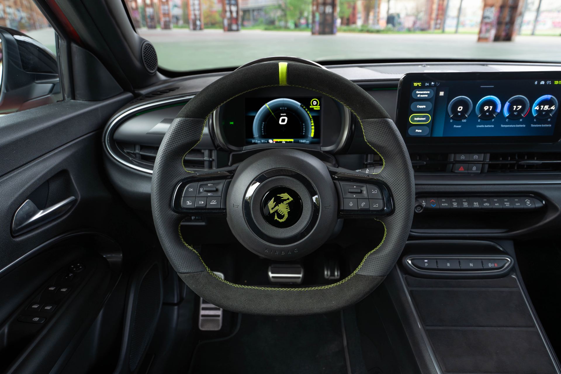 2025 abarth 600e interior steering wheel