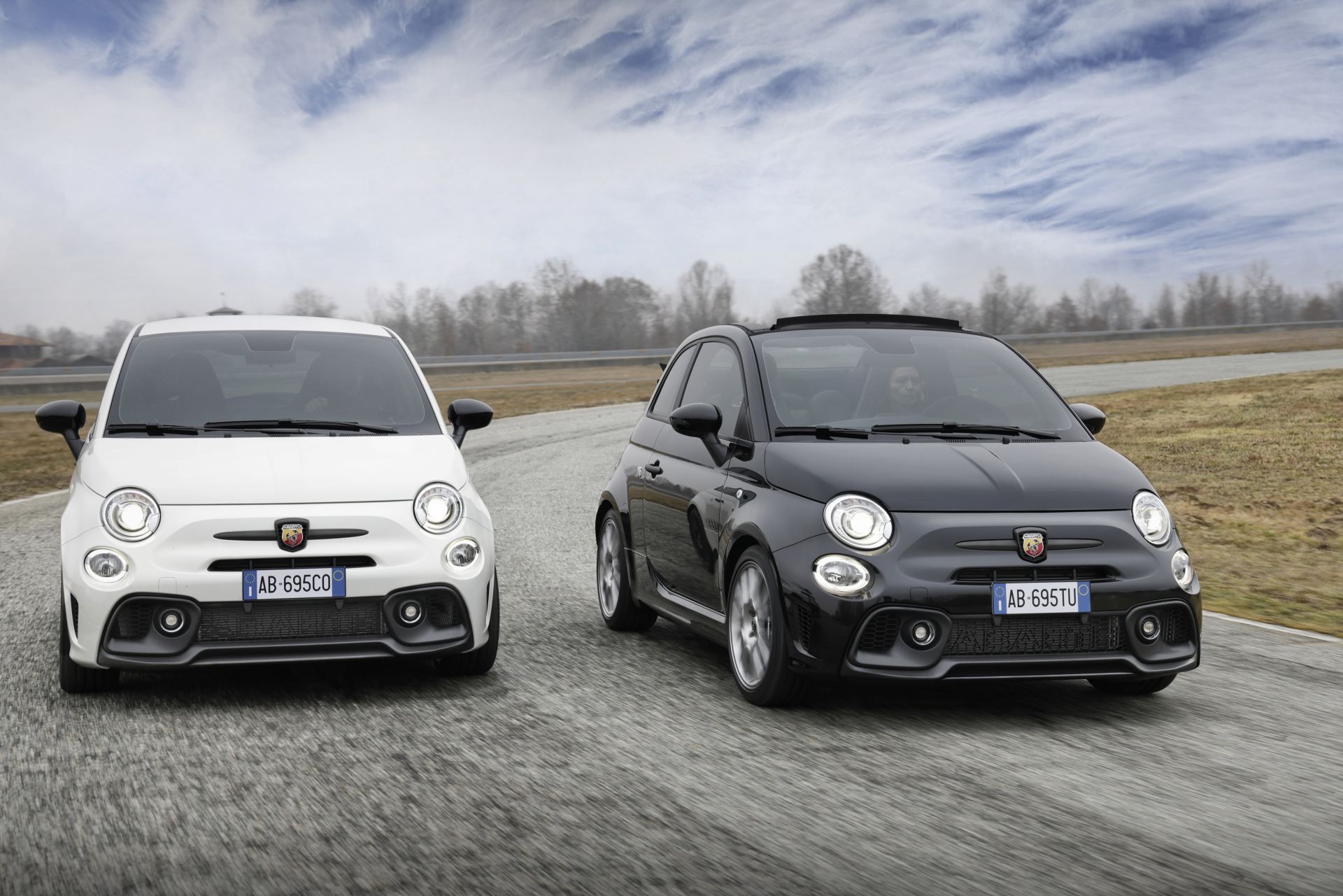2024 abarth 695 lineup front white and black