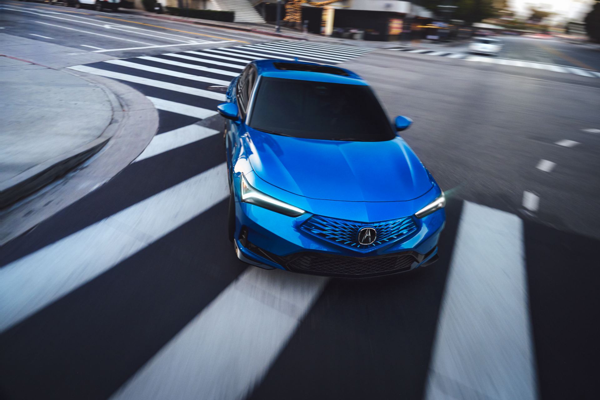 2026 acura integra a spec driving front crosswalk blue