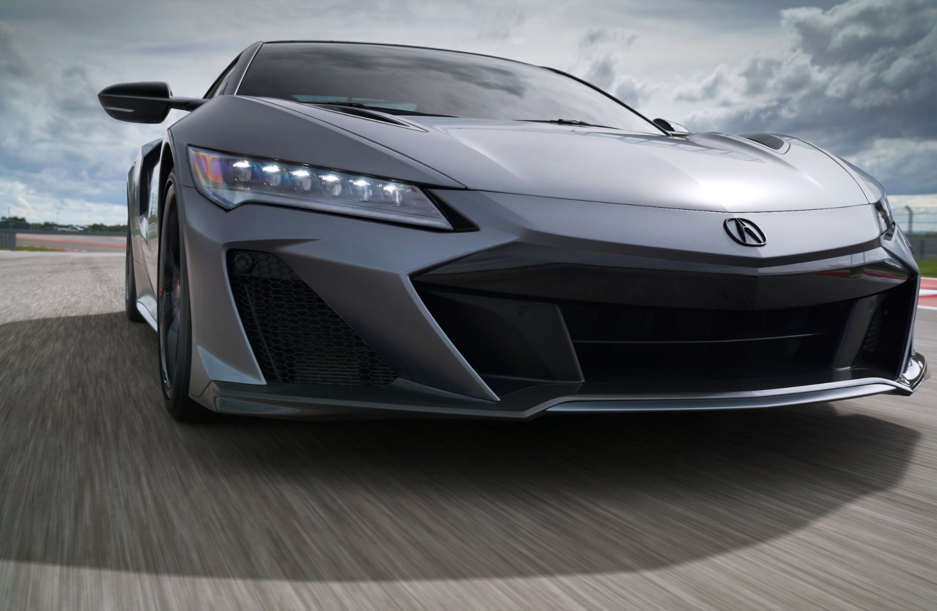 2022 acura nsx type s driving front low angle grey