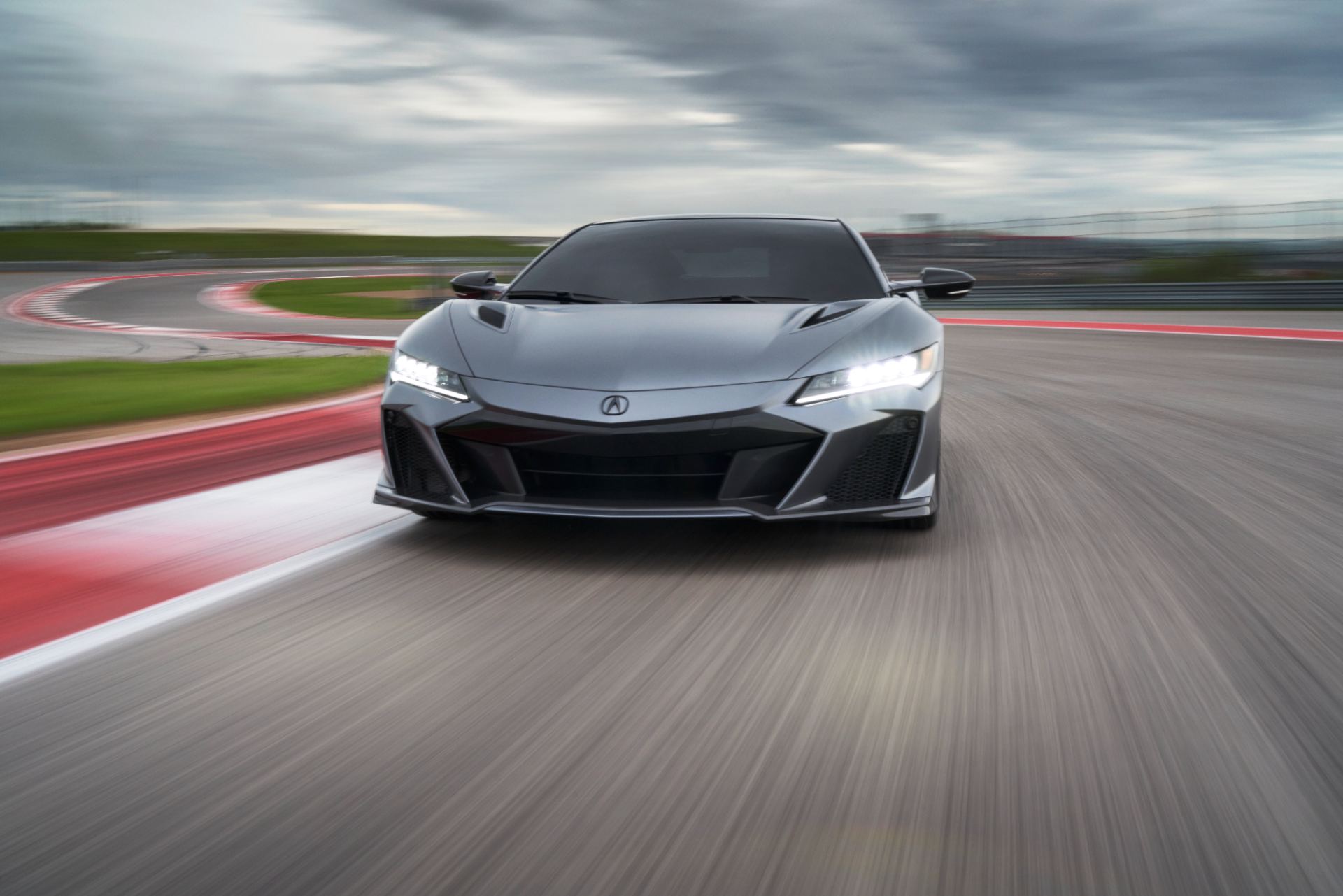 2022 acura nsx type s driving front track grey