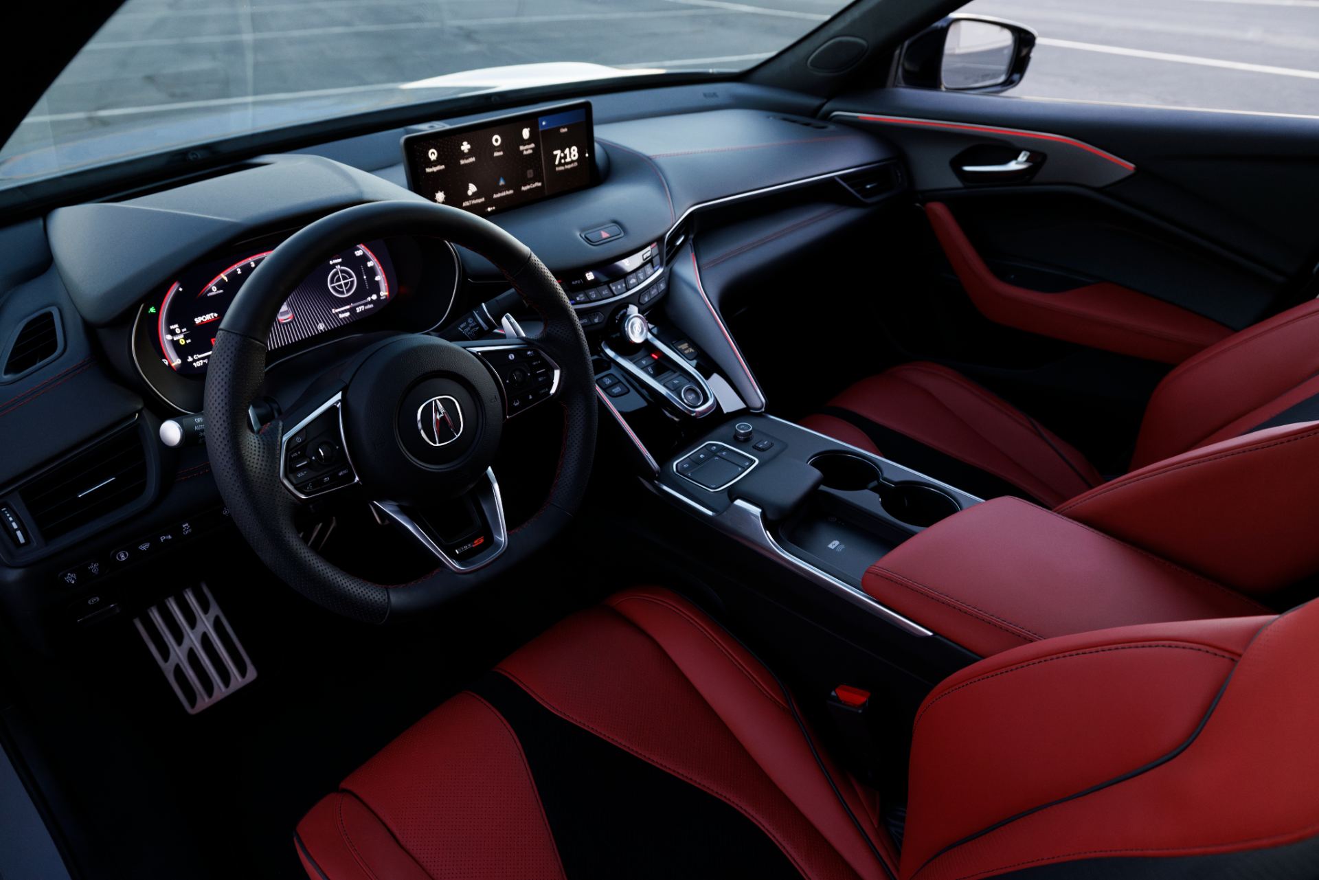 2024 acura tlx type s interior dashboard red
