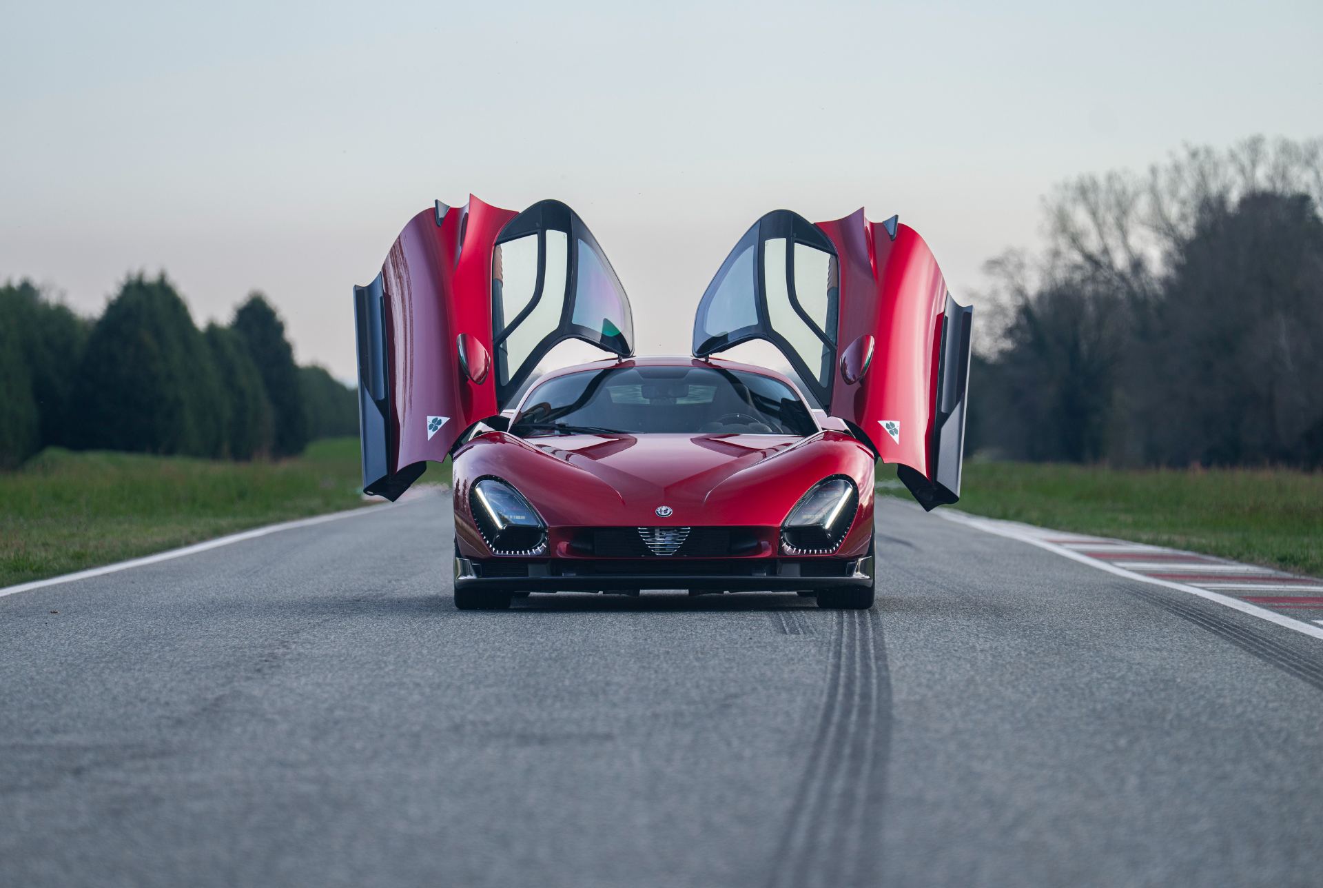 2024 alfa romeo 33 stradale front doors open red
