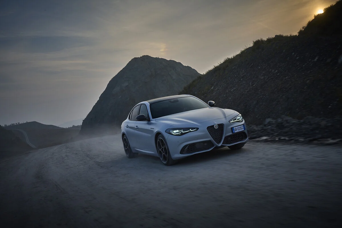 2026 alfa romeo giulia front three quarter hills grey
