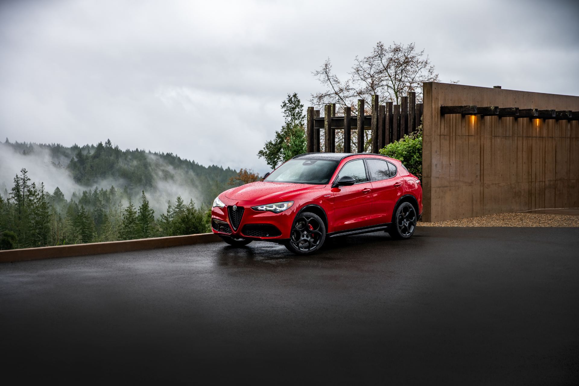 2026 alfa romeo stelvio front three quarter forest red