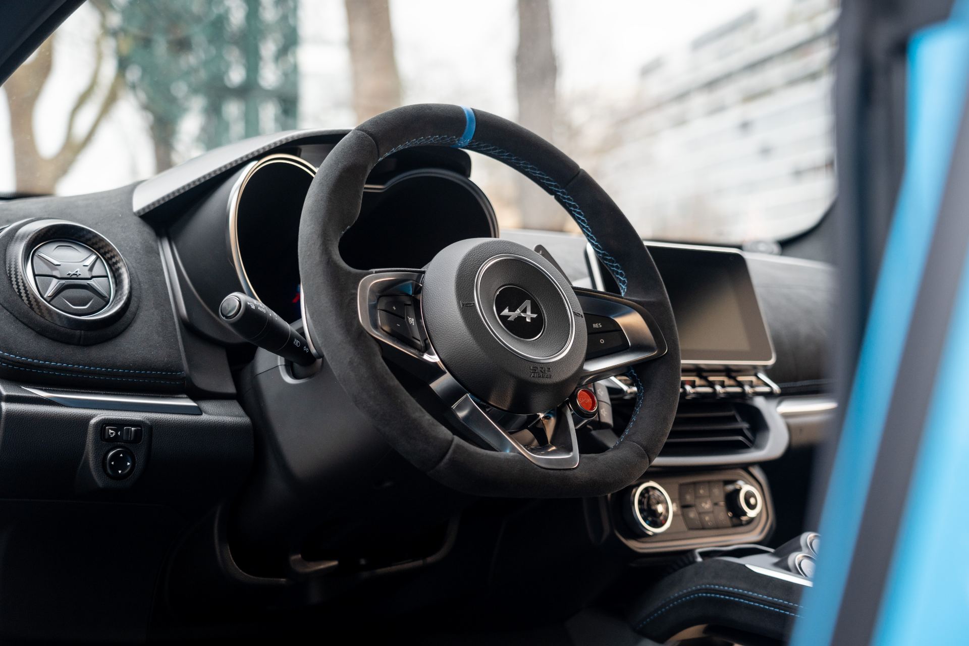 2026 alpine a110 interior steering wheel blue accents