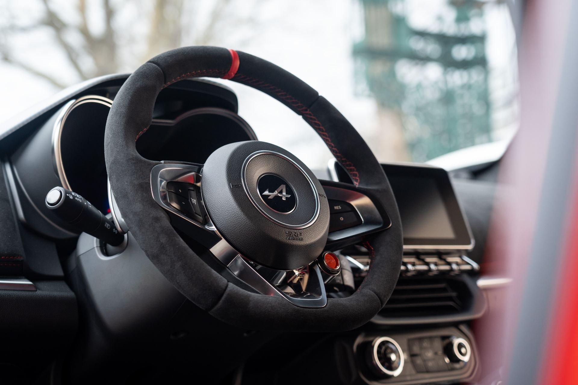 2026 alpine a110 interior steering wheel red stripe