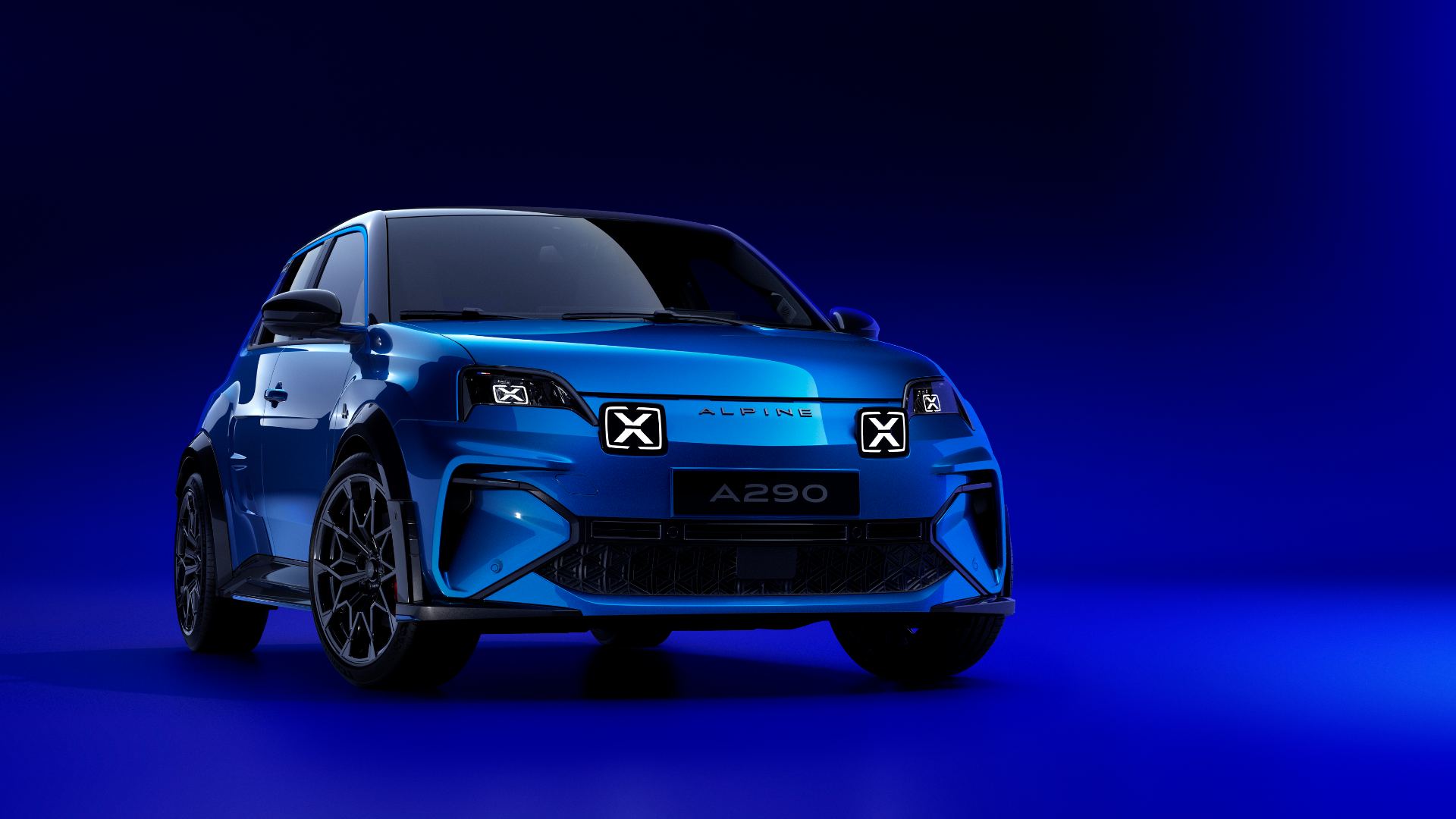 2026 alpine a290 front three quarter studio blue