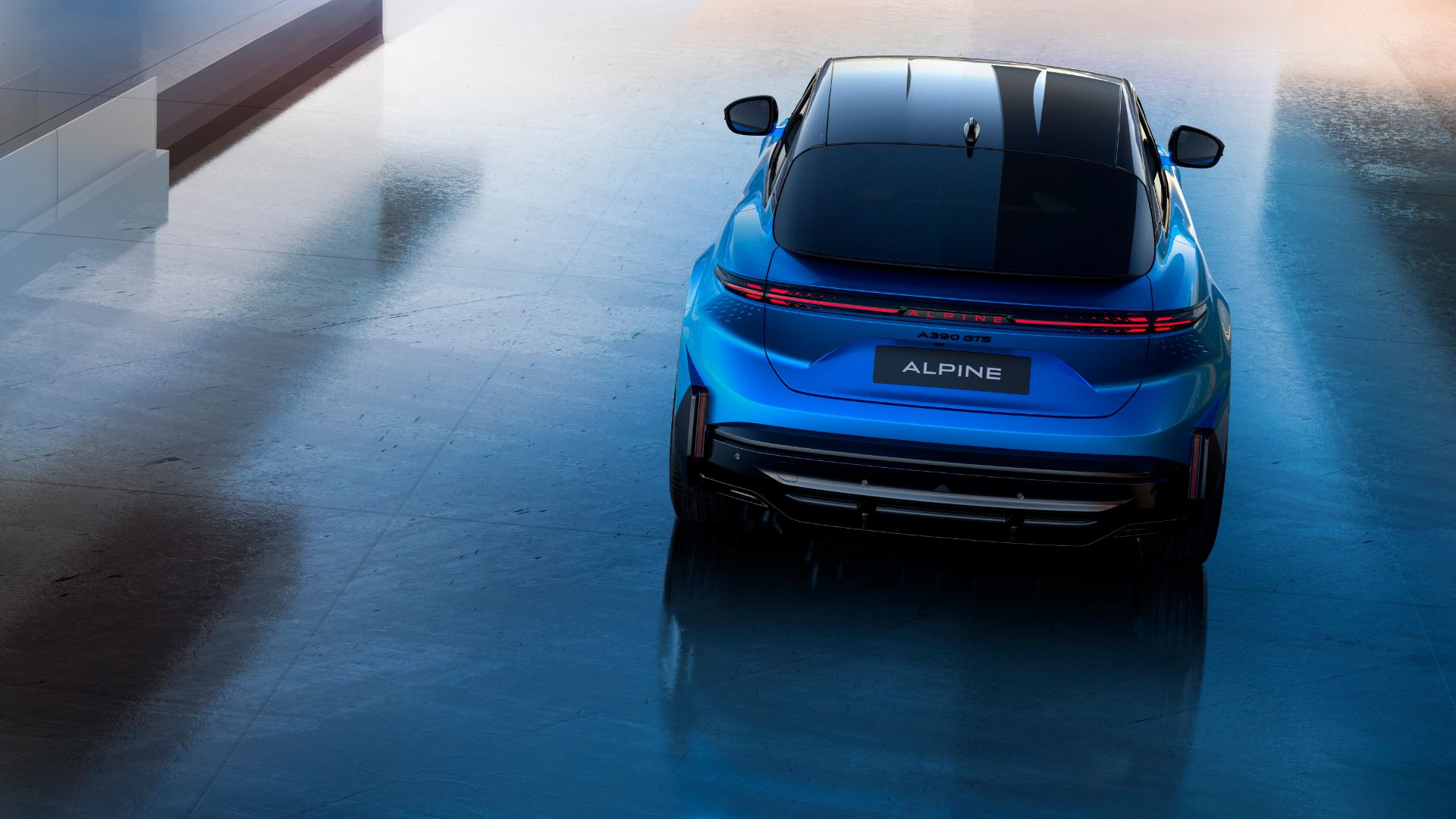 2026 alpine a390 gts rear high angle alpine vision blue