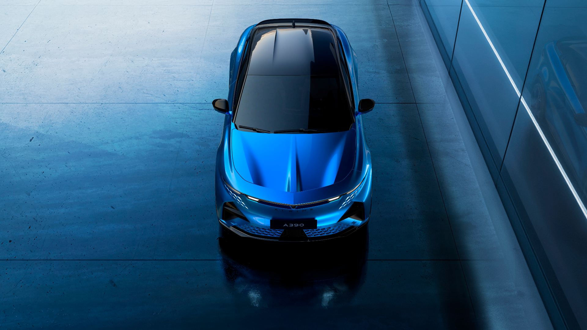 2026 alpine a390 overhead front blue
