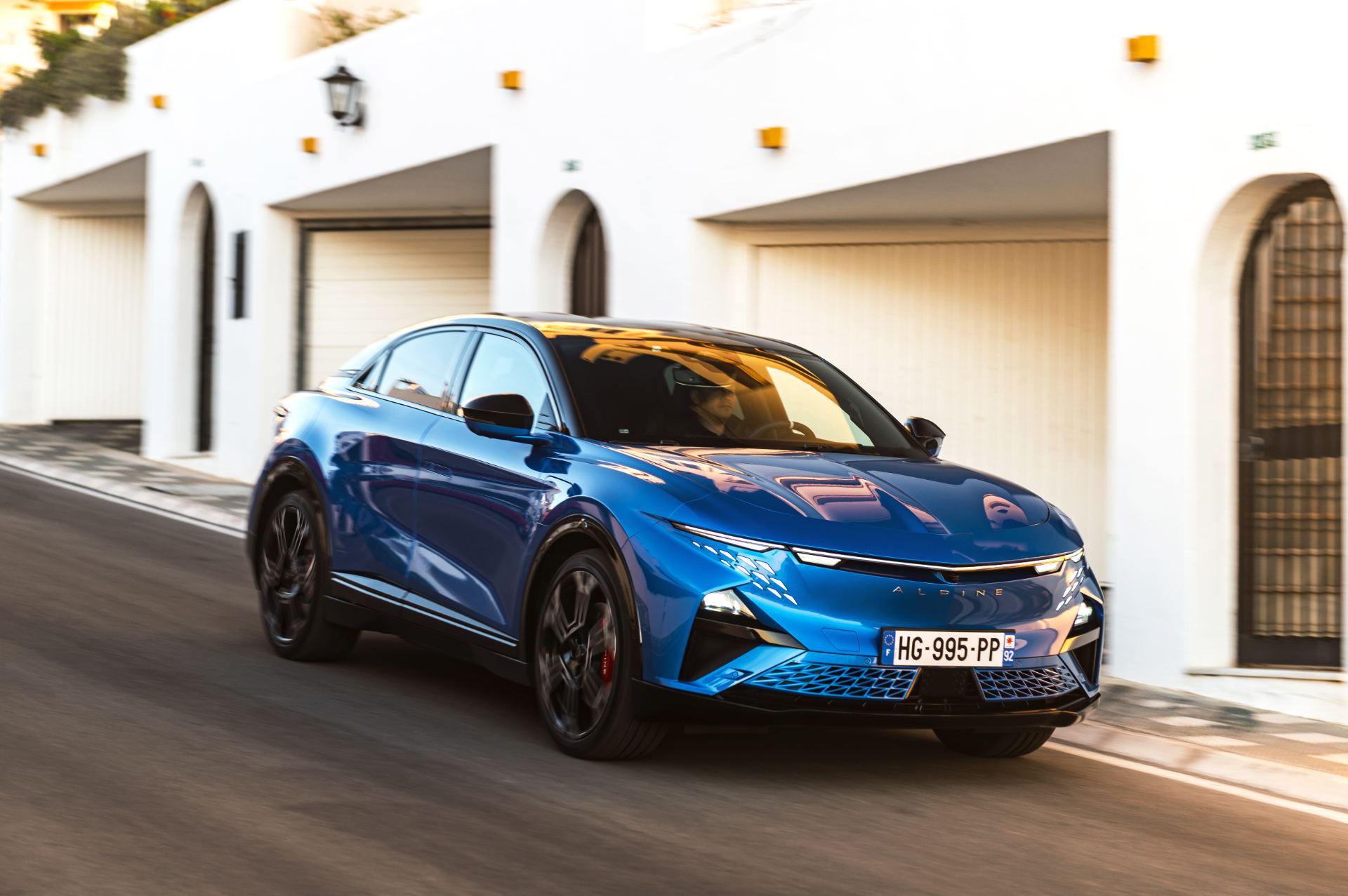 2026 alpine a390 gt driving front three quarter alpine vision blue