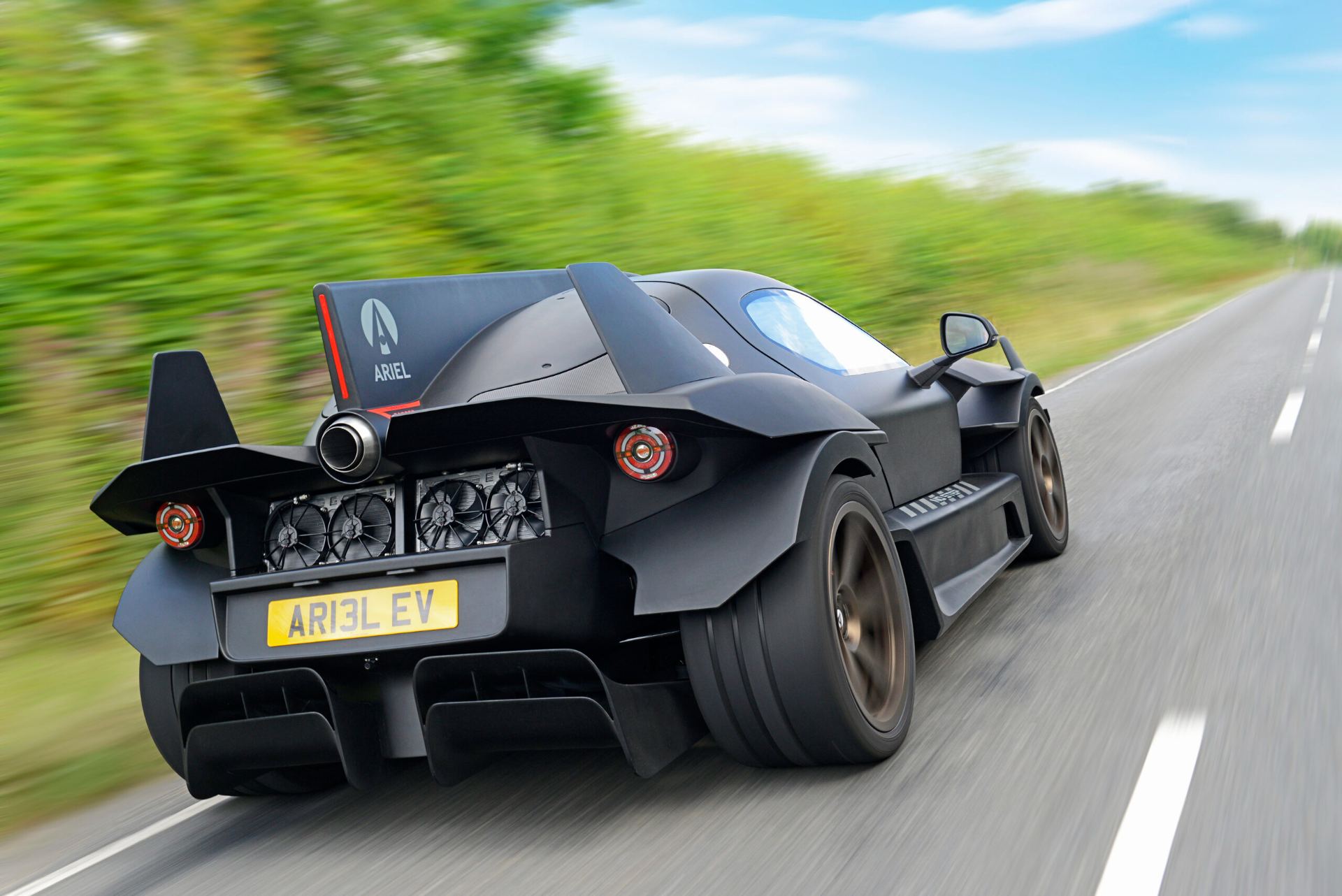 2026 ariel hipercar driving rear three quarter black