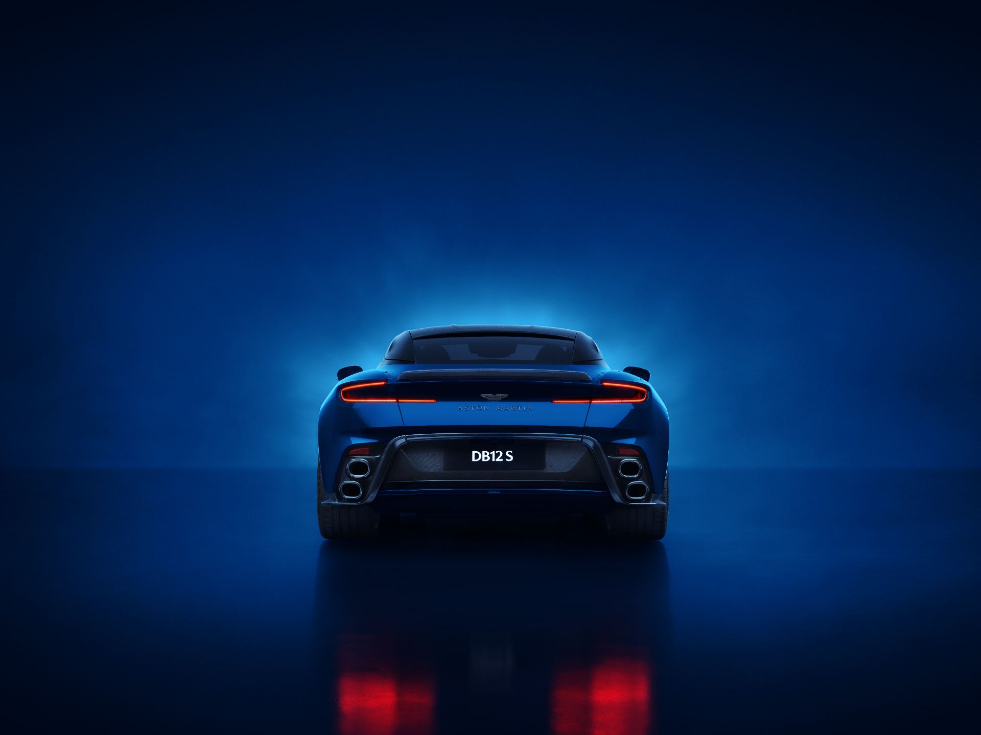 2026 aston martin db12 s rear studio blue