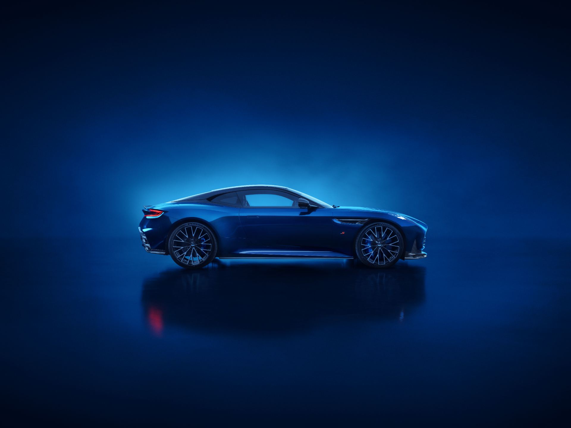 2026 aston martin db12 s side profile studio blue