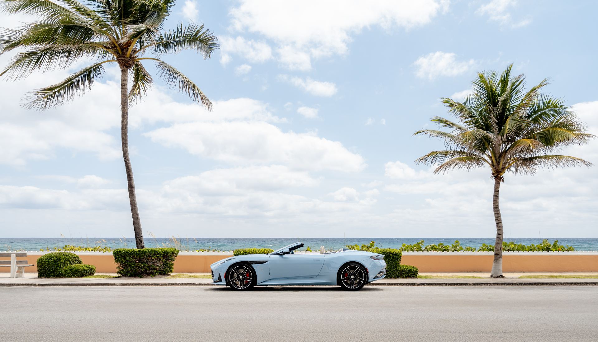 2026 aston martin db12 volante palm beach edition side profile ocean