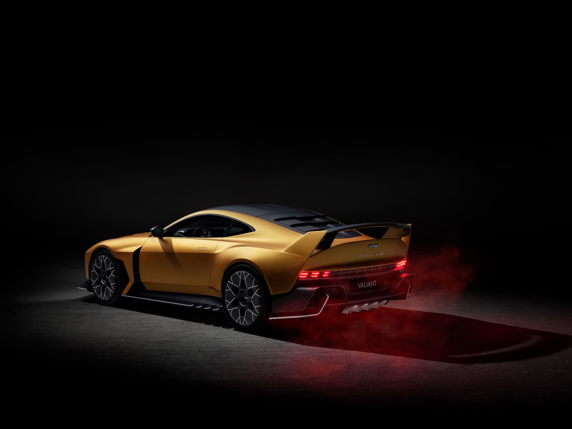 2026 aston martin valiant rear three quarter studio gold