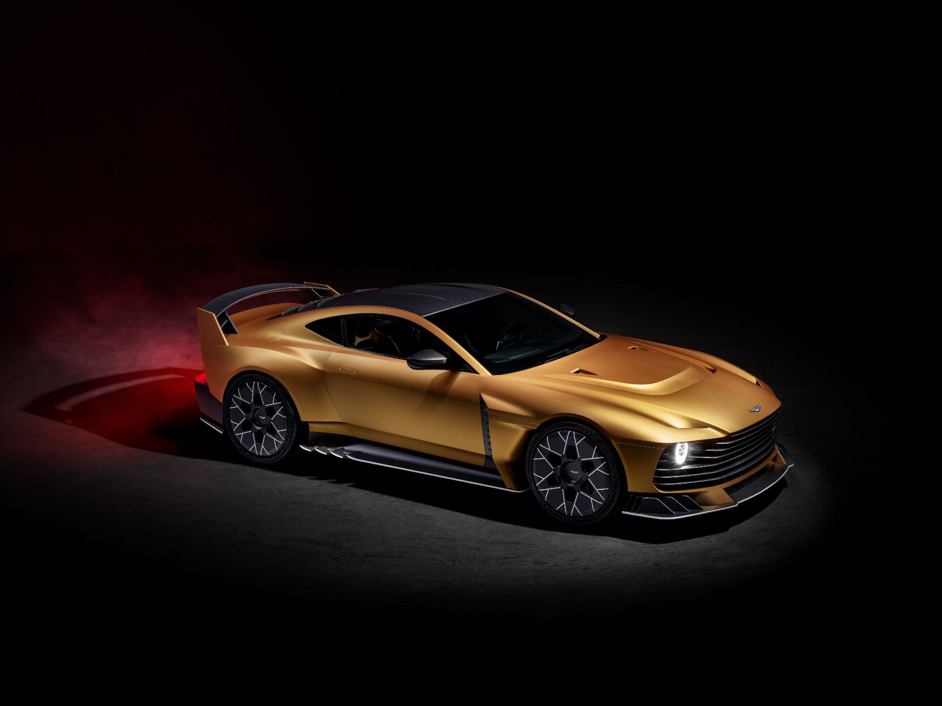 2026 aston martin valiant front three quarter driver side studio gold