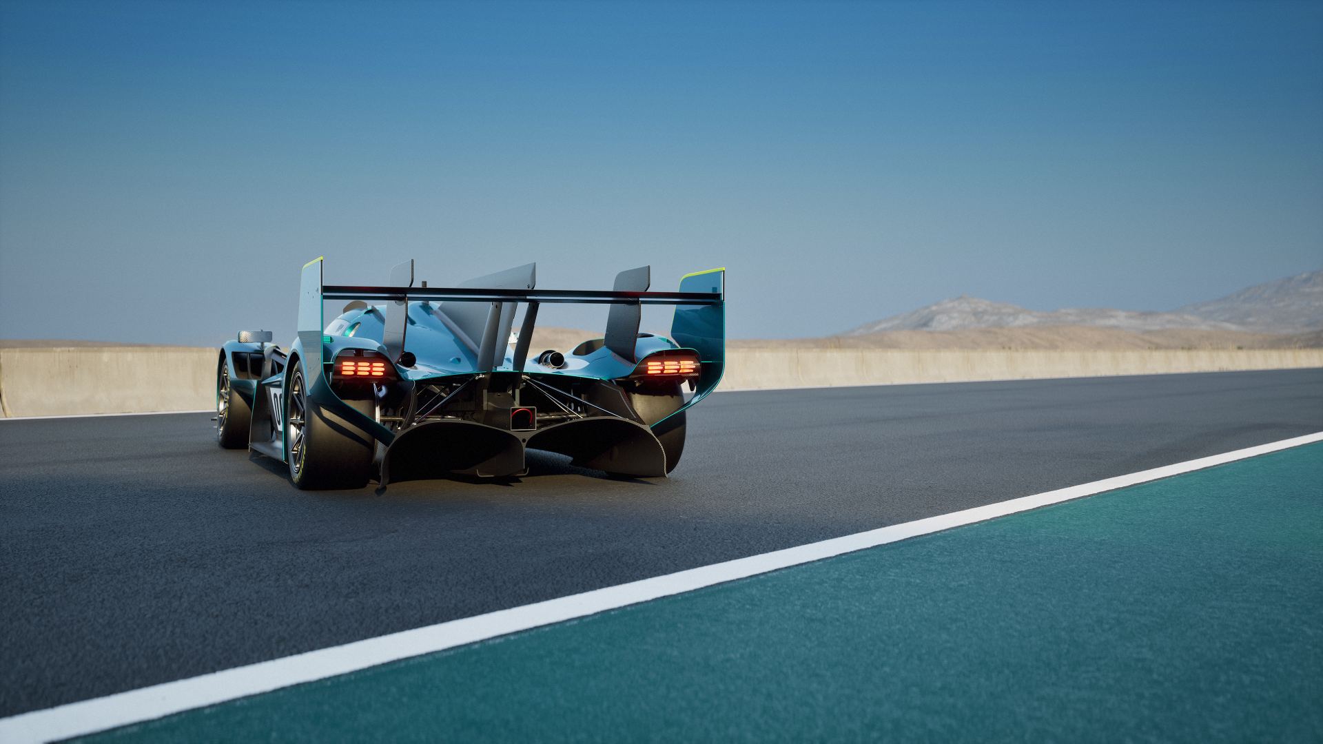 2026 aston martin valkyrie lm rear track teal