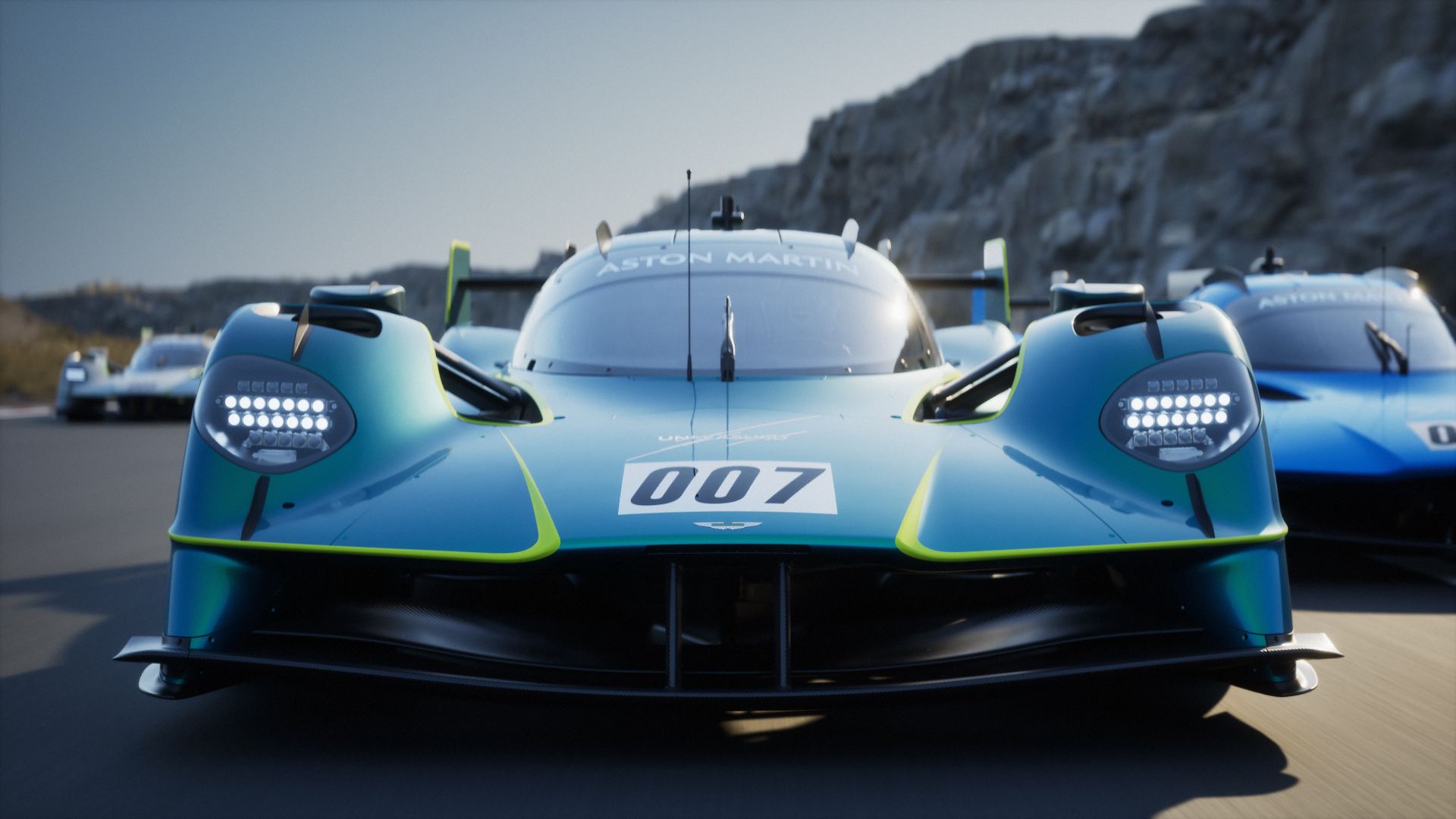 2026 aston martin valkyrie lm driving front track teal