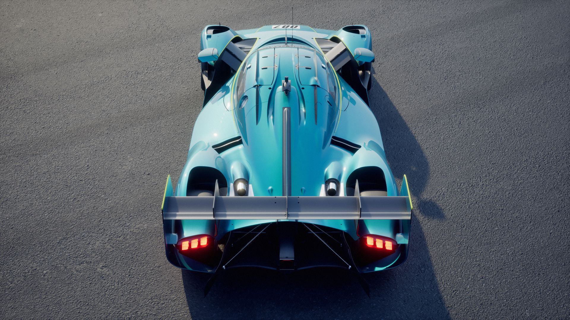 2026 aston martin valkyrie lm high angle rear teal