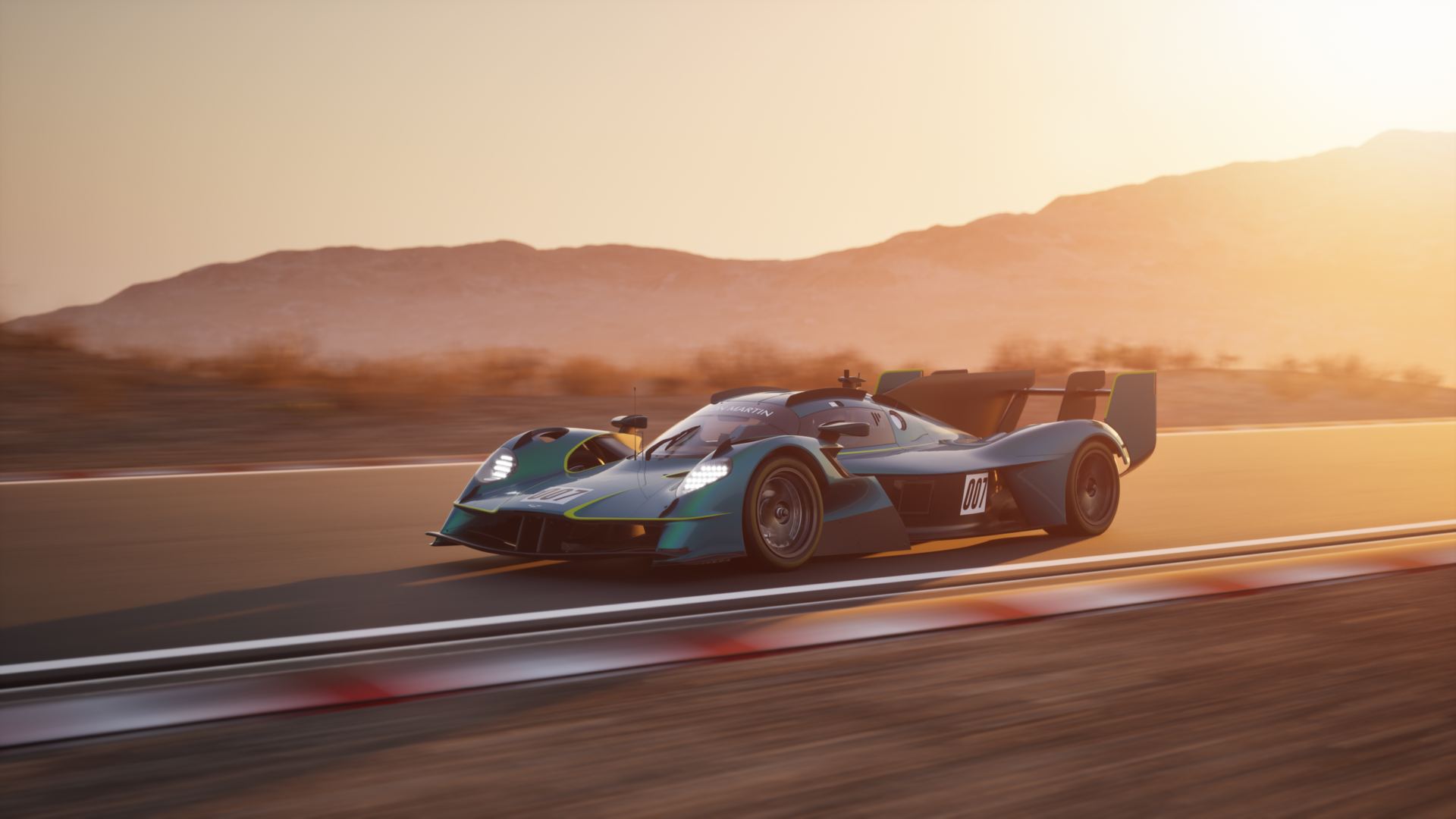 2026 aston martin valkyrie lm driving sunset teal