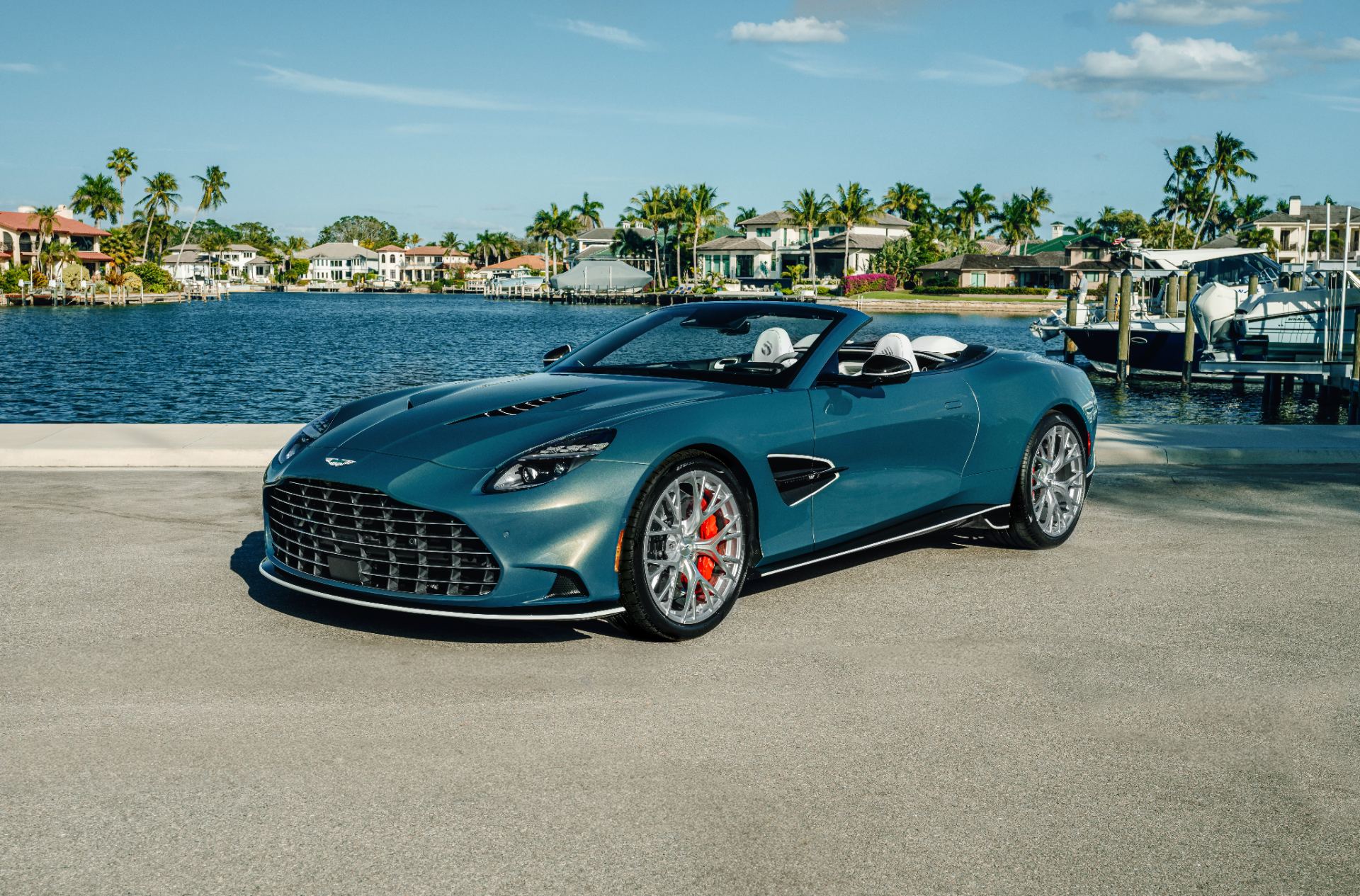 2026 aston martin vanquish volante wave edition front three quarter teal