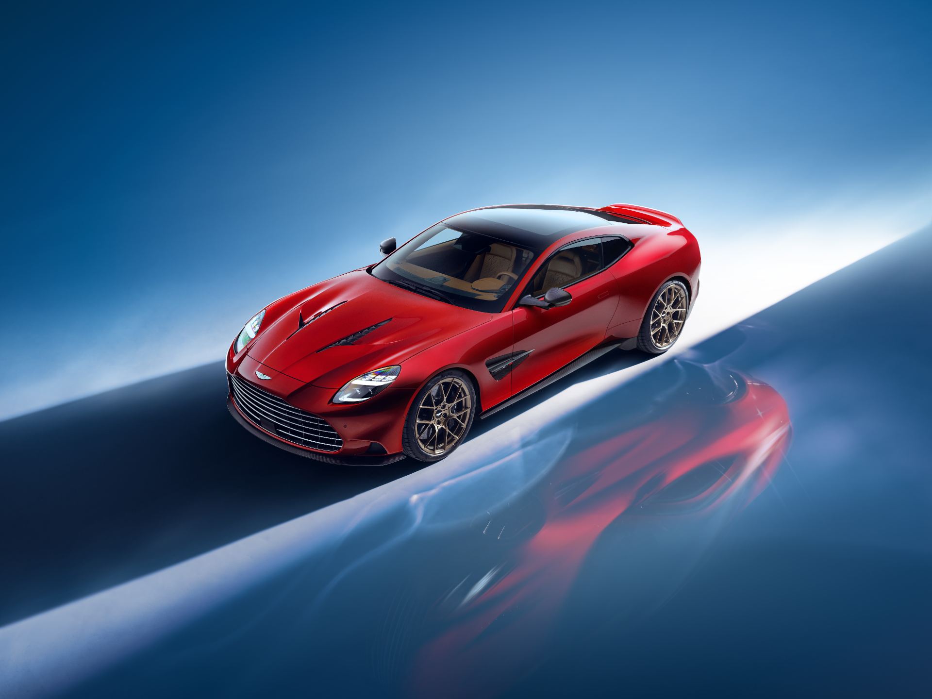 2026 aston martin vanquish high angle front three quarter red