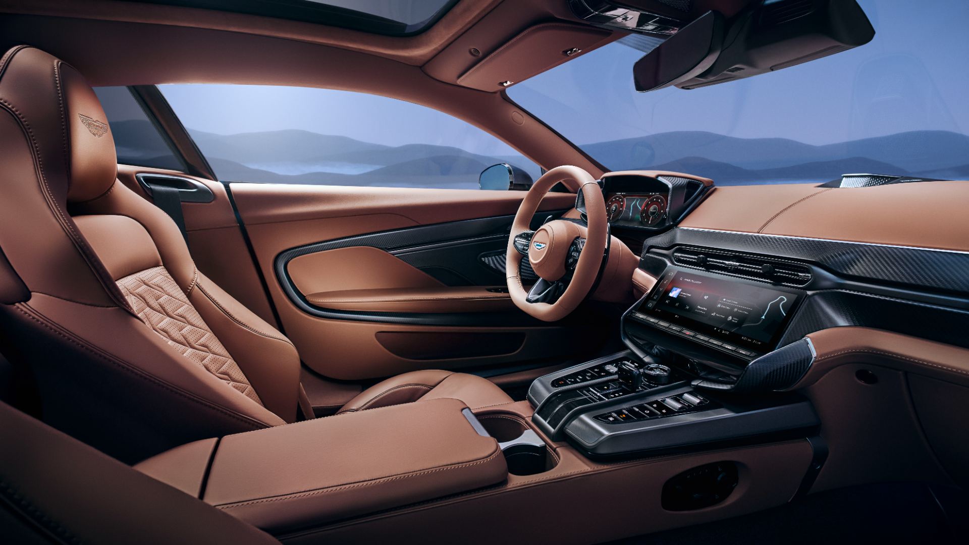 2026 aston martin vanquish interior dashboard tan leather