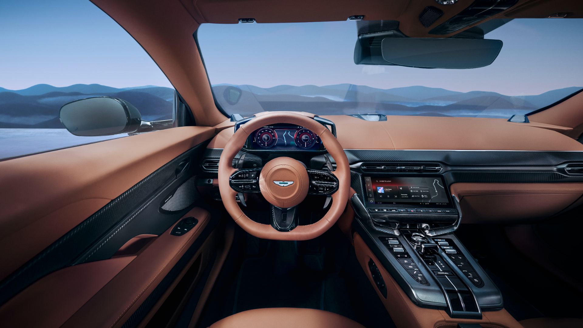 2026 aston martin vanquish interior cockpit tan leather