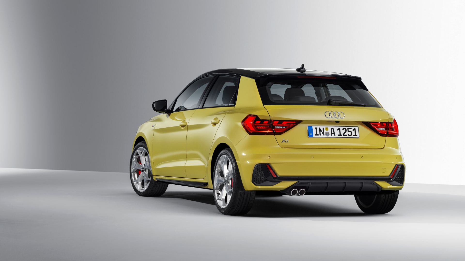 2026 audi a1 sportback rear three quarter studio yellow