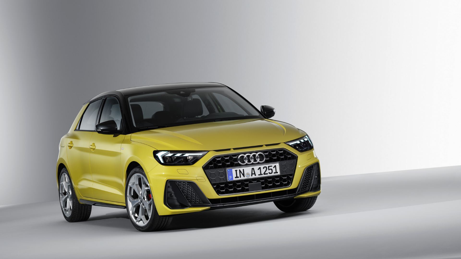 2026 audi a1 sportback front three quarter studio yellow
