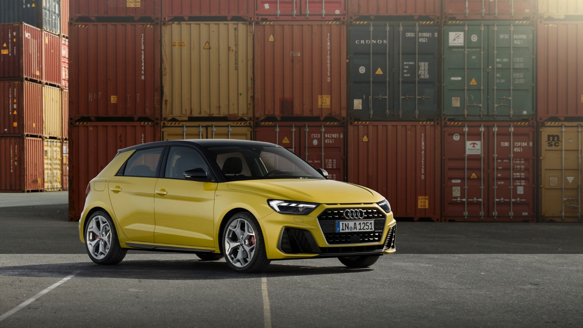 2026 audi a1 sportback front three quarter containers yellow