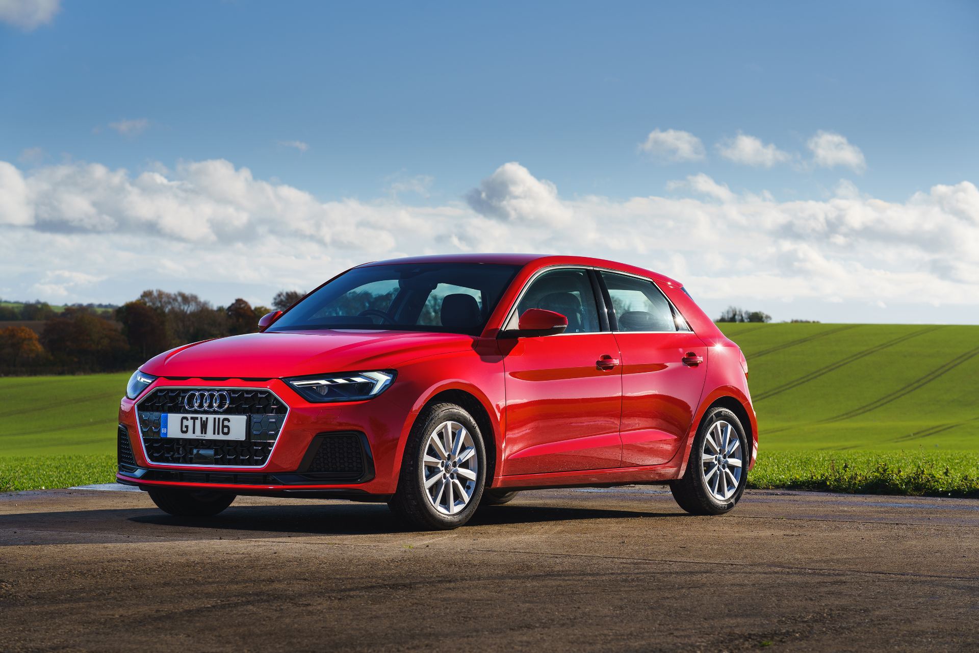 2026 audi a1 sportback sport front three quarter red