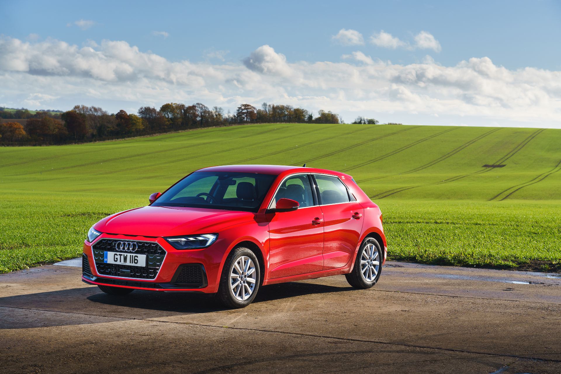2026 audi a1 sportback sport front three quarter hillside red