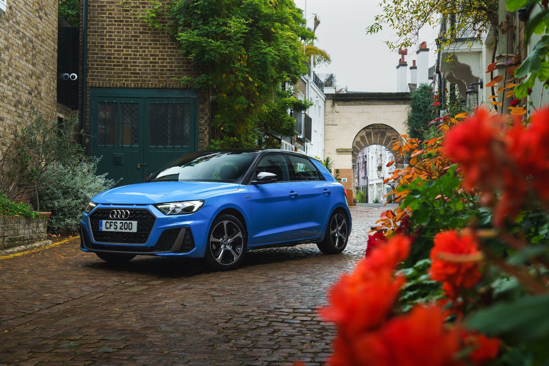 2026 audi a1 sportback s line front three quarter mews blue