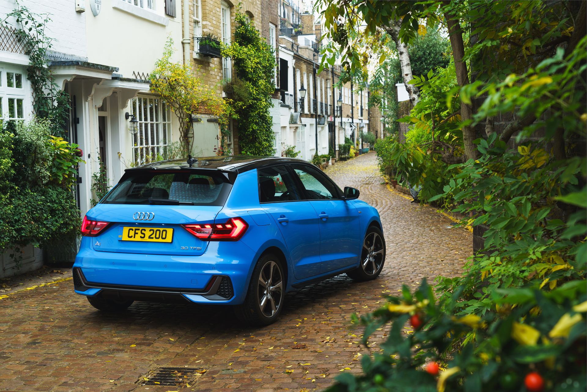 2026 audi a1 sportback s line rear three quarter mews blue