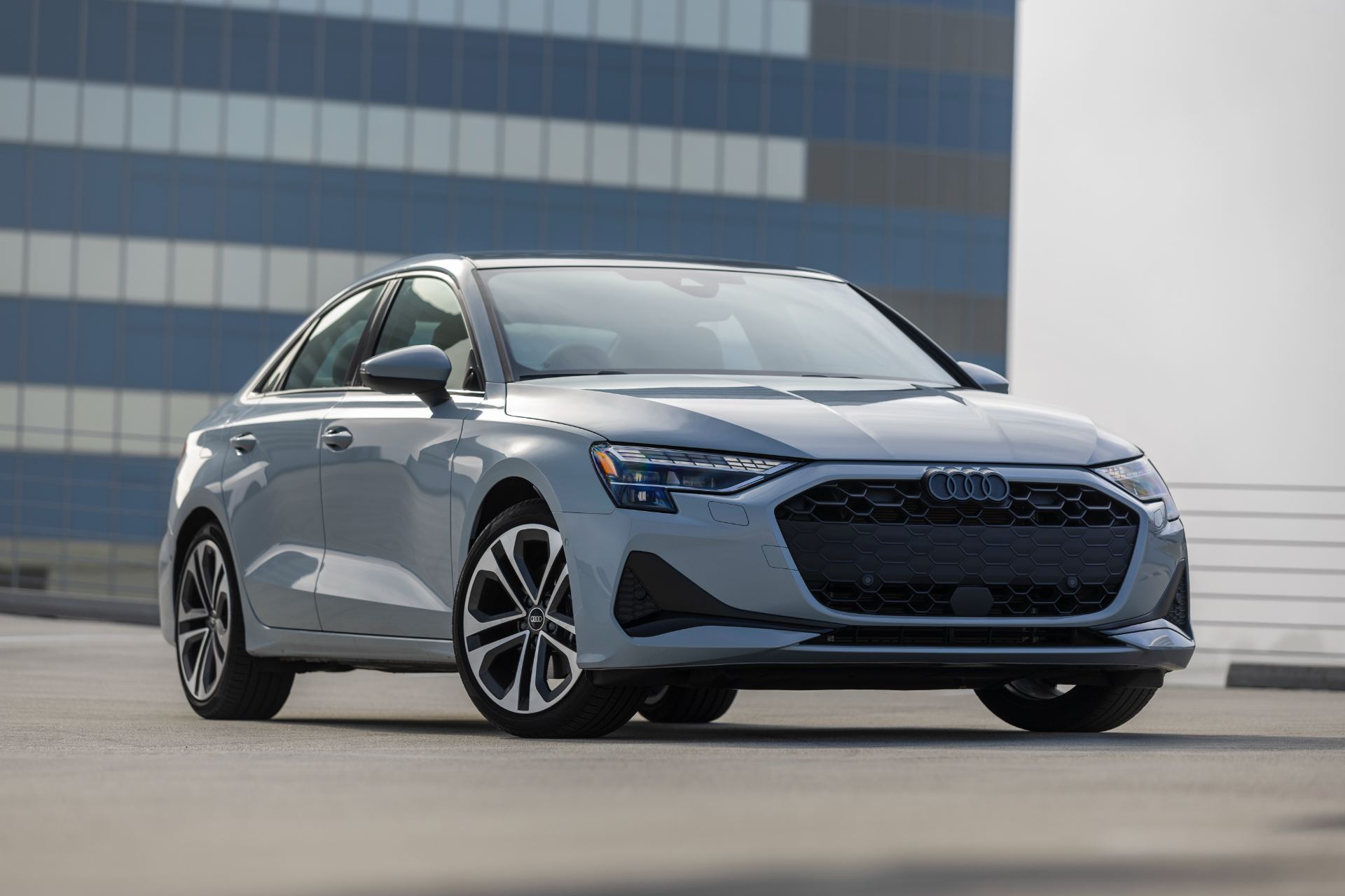 2026 audi a3 front three quarter grey