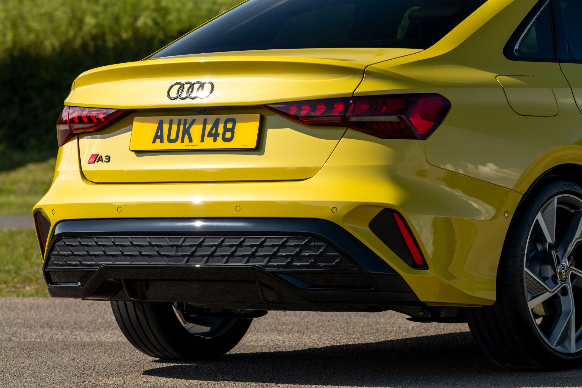 2025 audi a3 saloon rear detail yellow