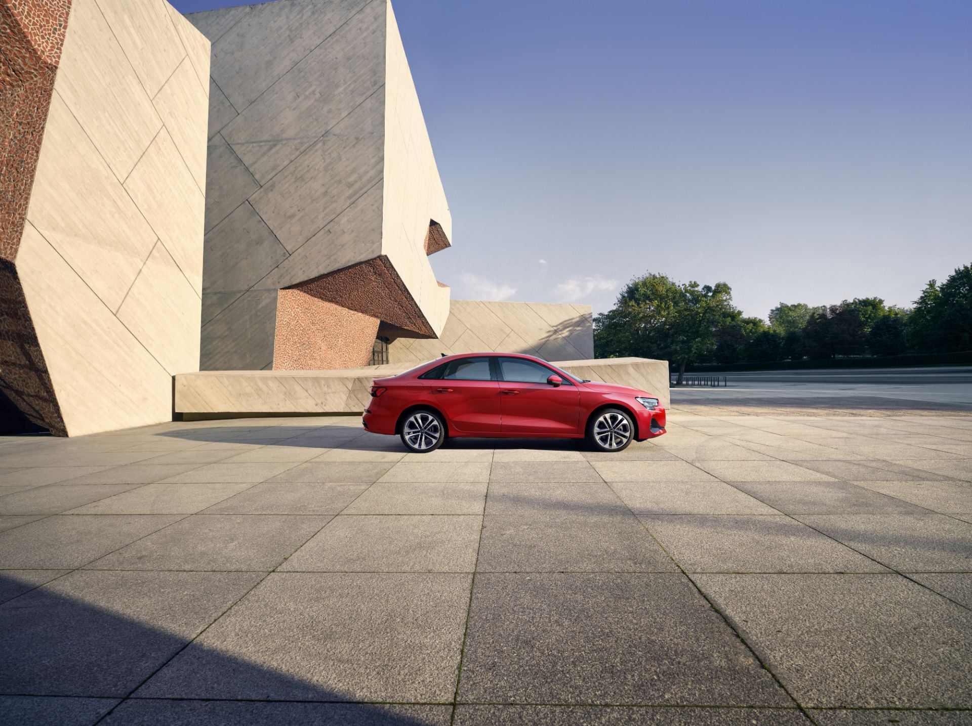 2025 audi a3 saloon side profile architecture red