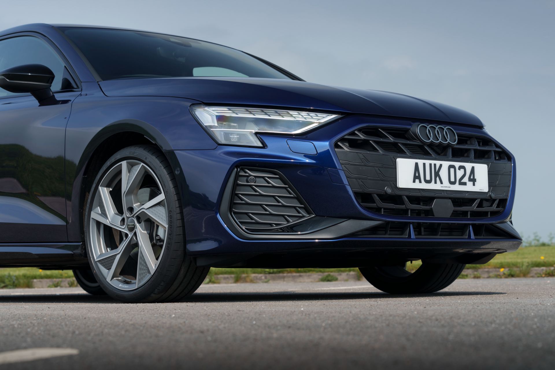 2025 audi a3 sportback front wheel detail blue