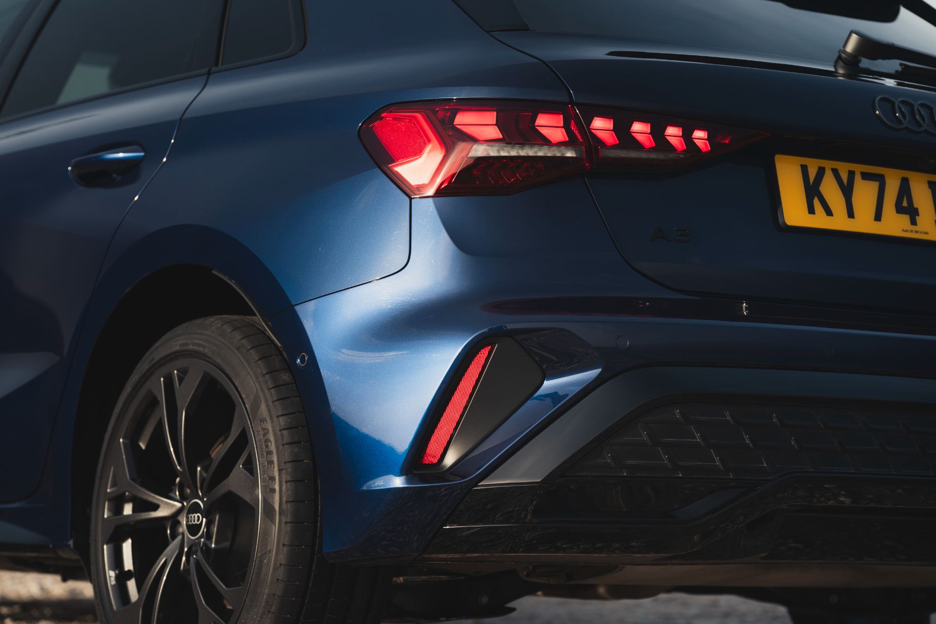 2025 audi a3 sportback tfsi e taillight wheel detail blue