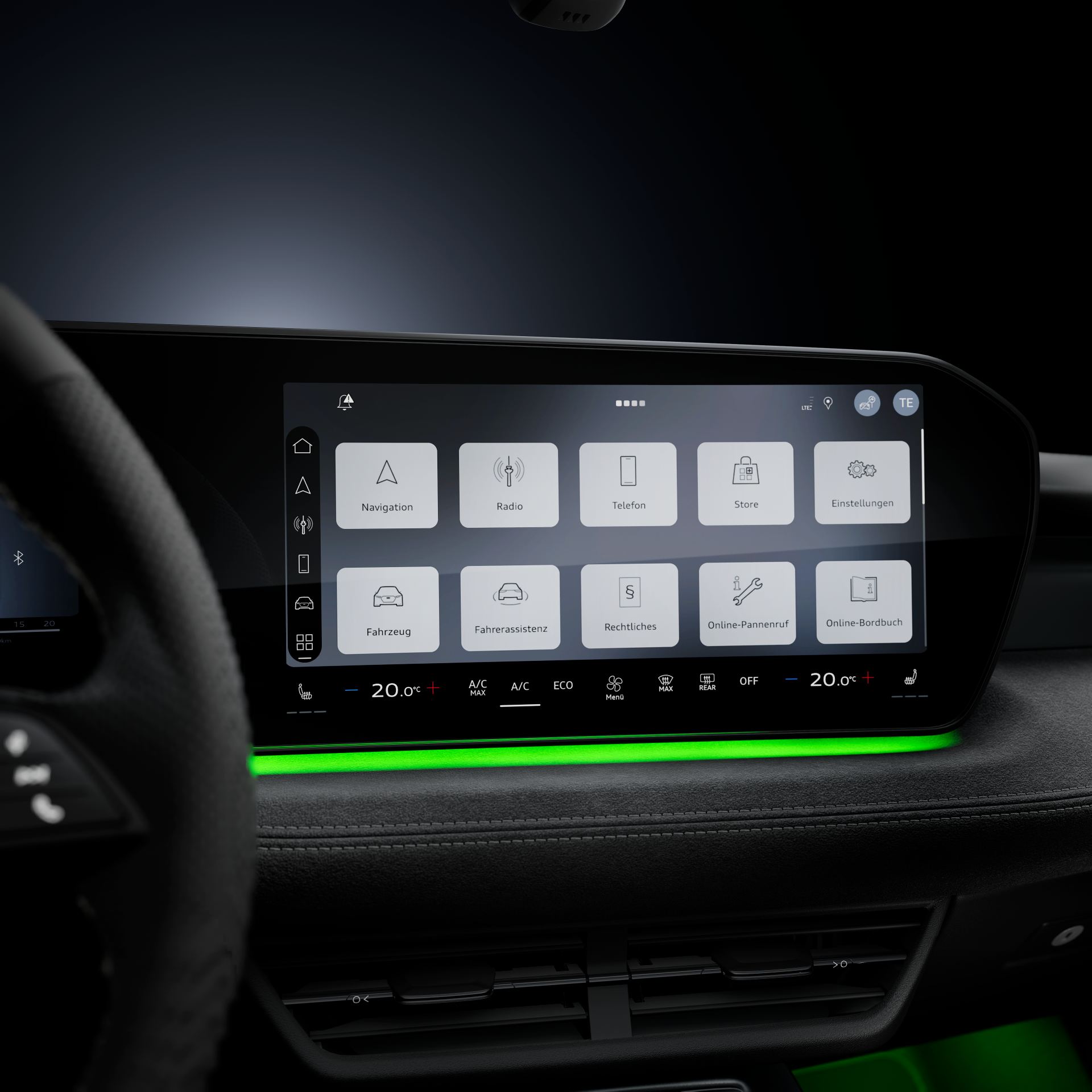2027 audi a3 sportback e hybrid interior infotainment green lighting