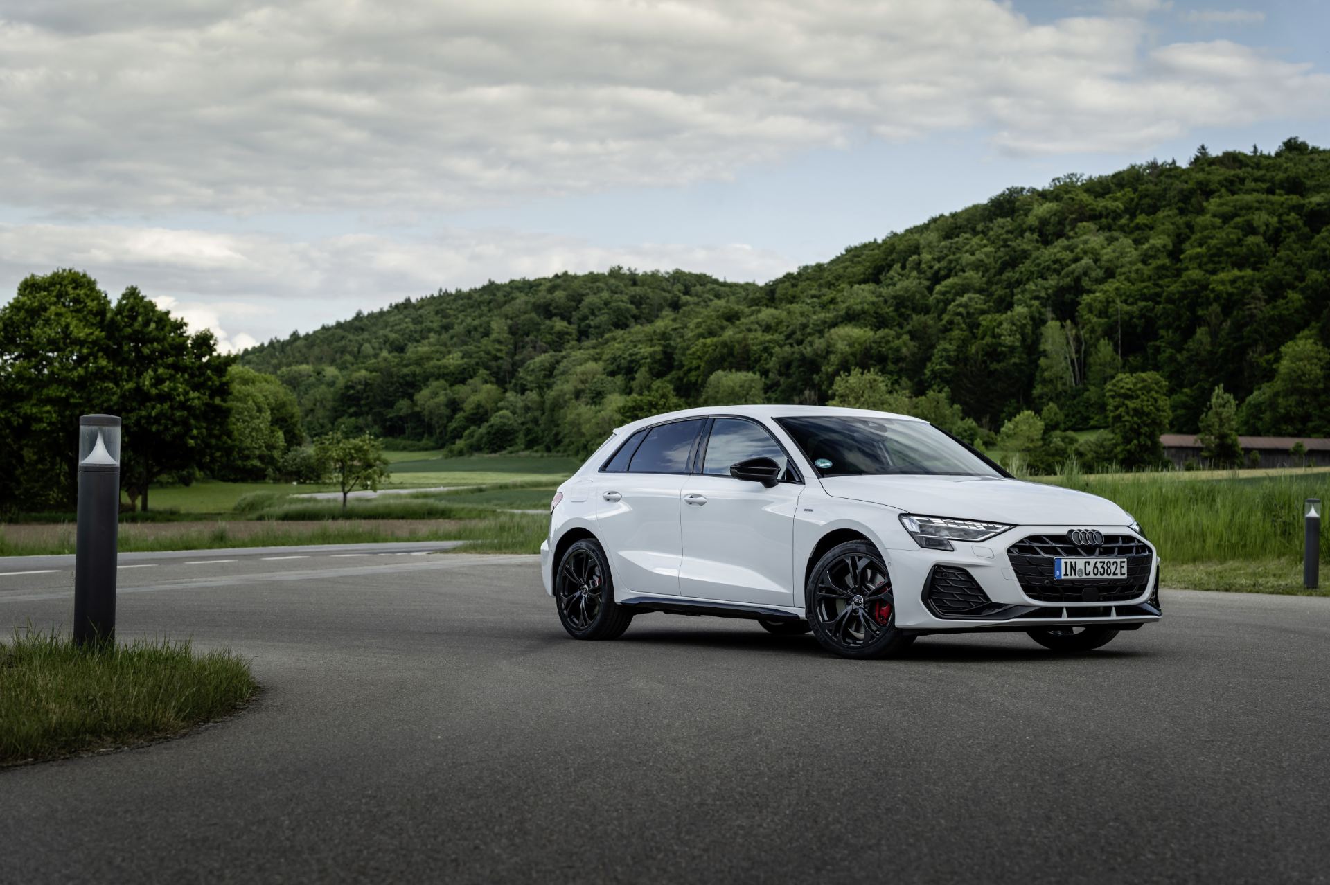 2027 audi a3 sportback e hybrid front three quarter white