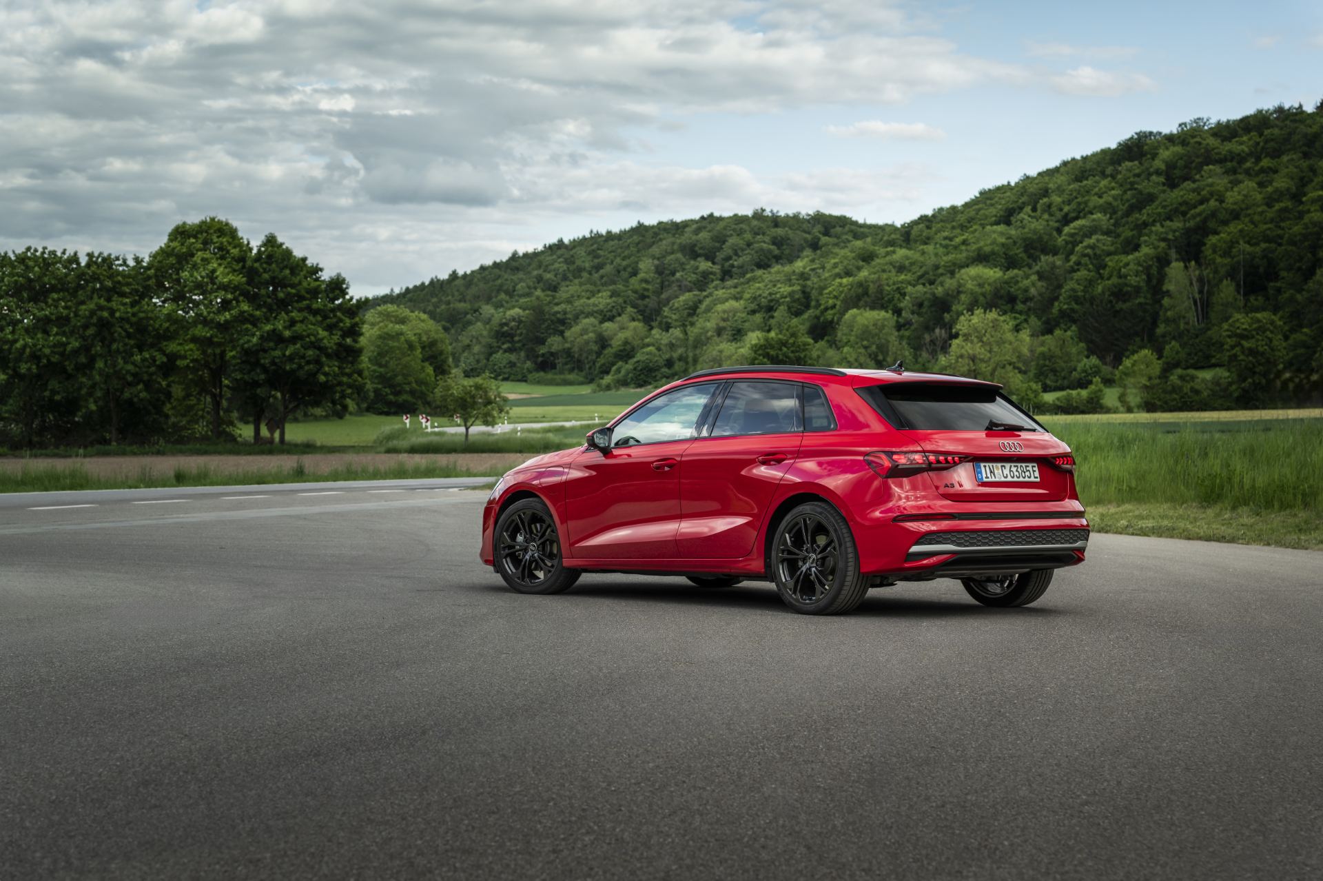 2027 audi a3 sportback e hybrid rear three quarter red