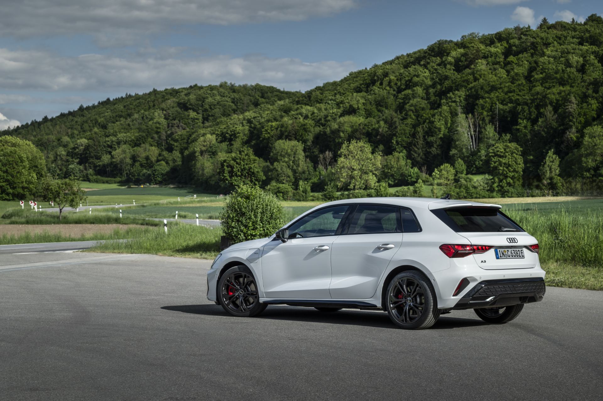 2027 audi a3 sportback e hybrid rear three quarter white