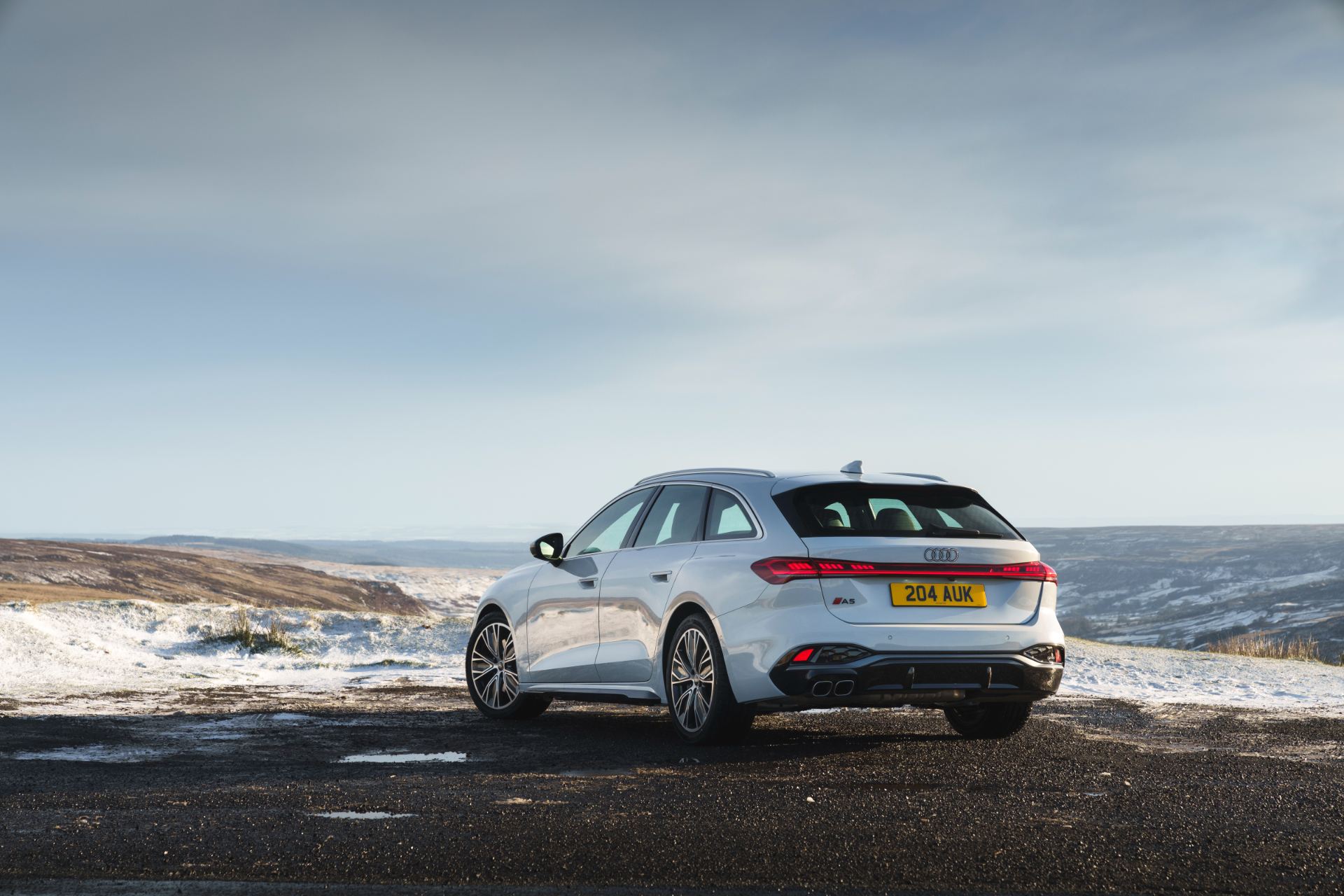 audi a5 avant rear three quarter moorland white