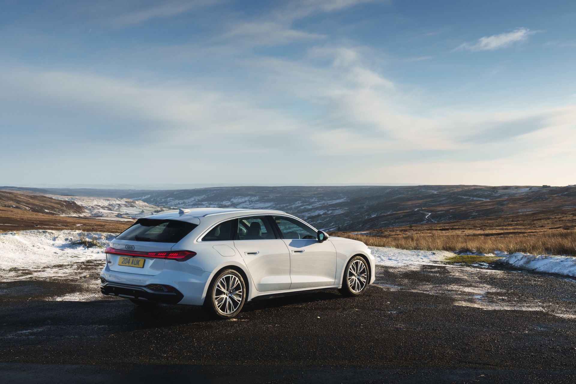 audi a5 avant rear three quarter valley white