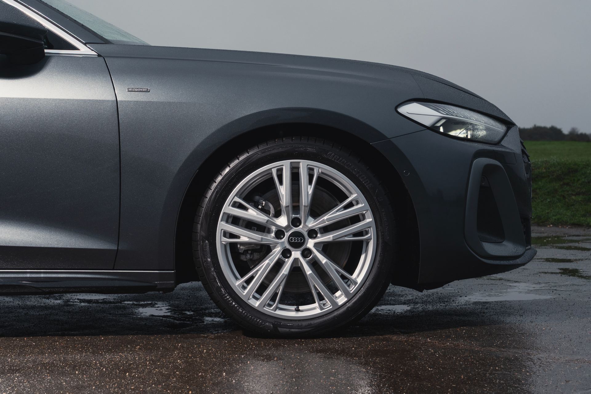 2026 audi a5 saloon e hybrid front wheel detail grey